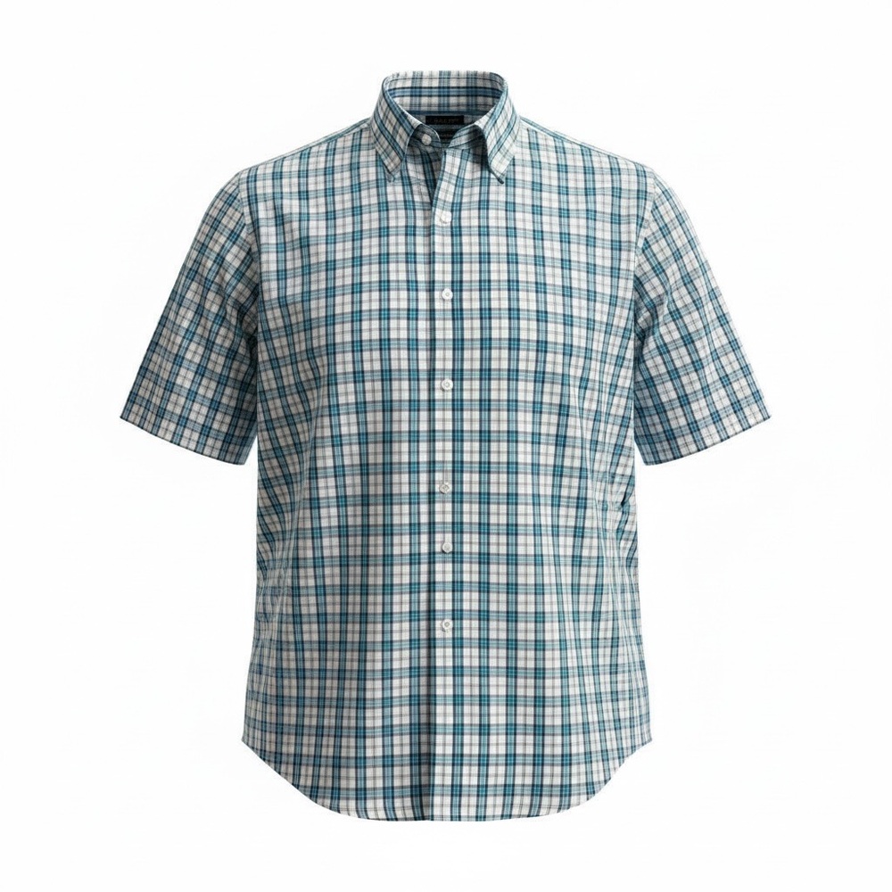 Croft & Barrow Teal and White Plaid Button Down Shirt